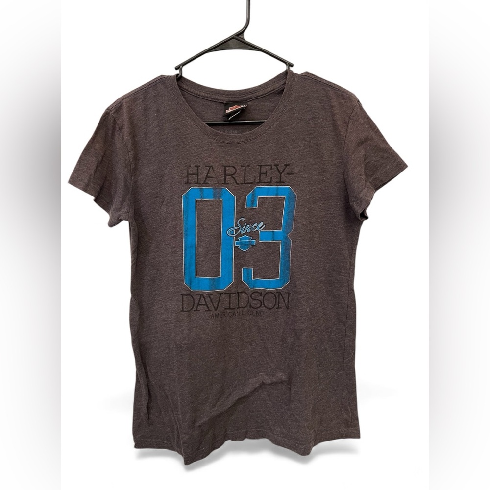 Harley-Davidson 03 Graphic T-Shirt Gray Blue Logo Large